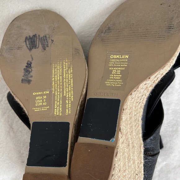 Osklen Black Leather Wedge Heels - Picture 6 of 6